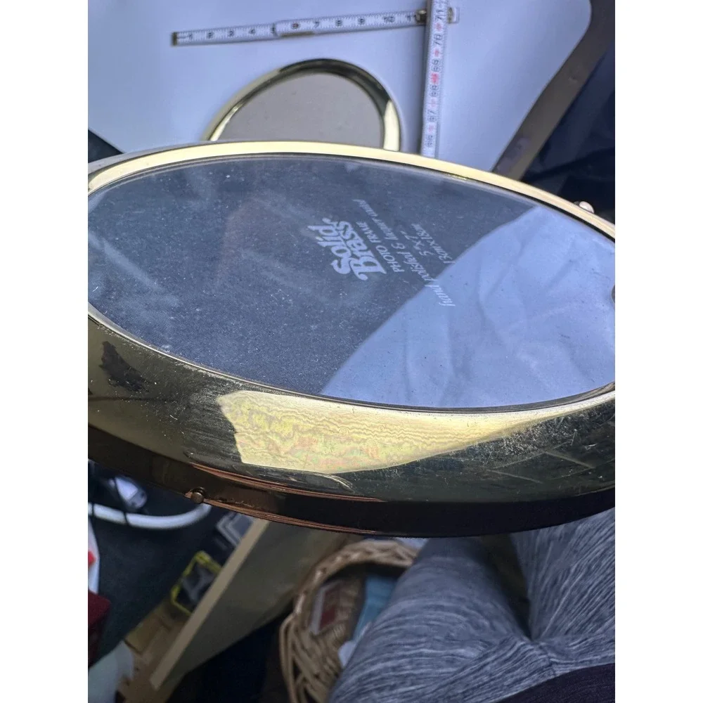 Vintage Solid Brass Oval Picture Frames Set of 2 Tabletop Standing Decor